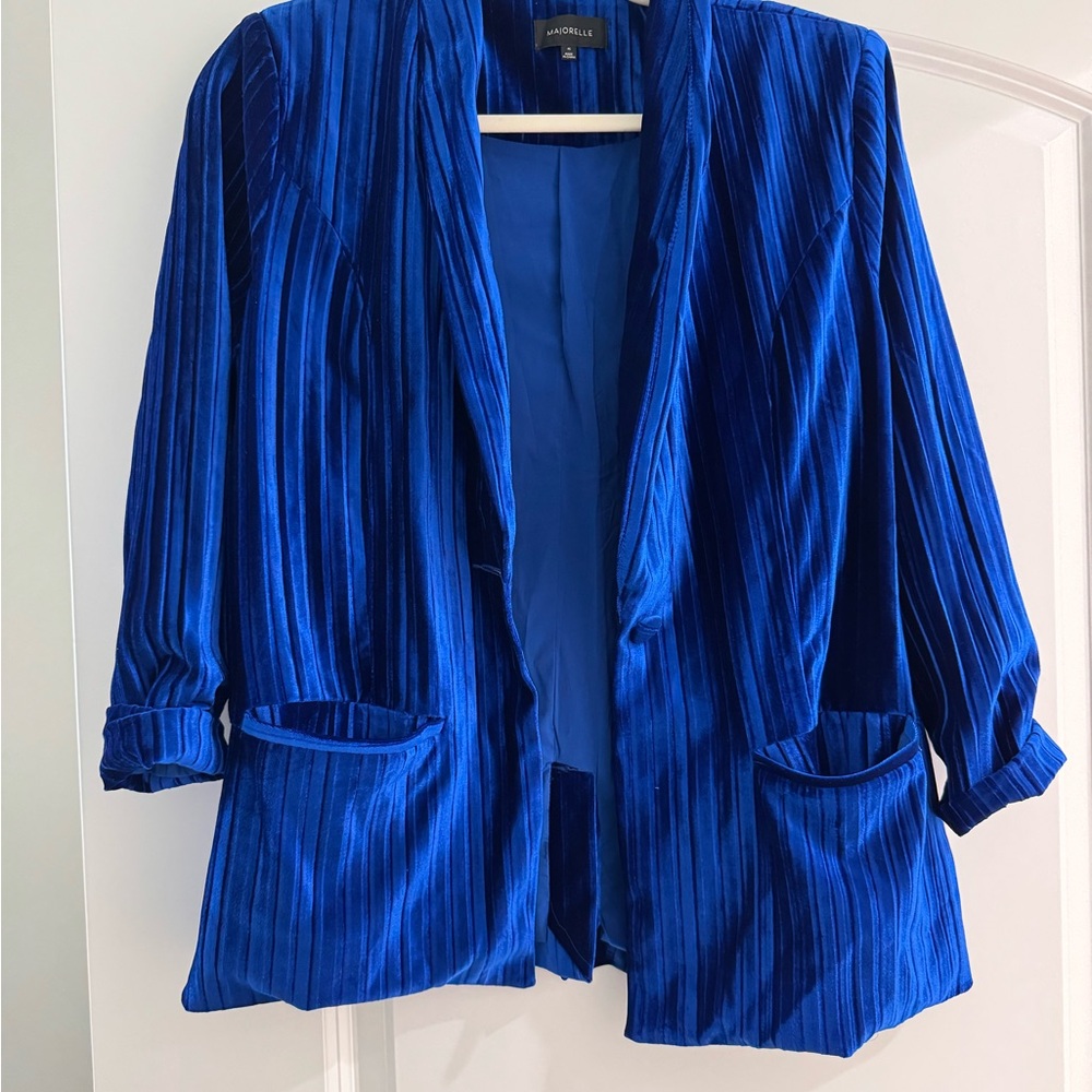 MAJORELLE Royal Blue Velvet Blazer
